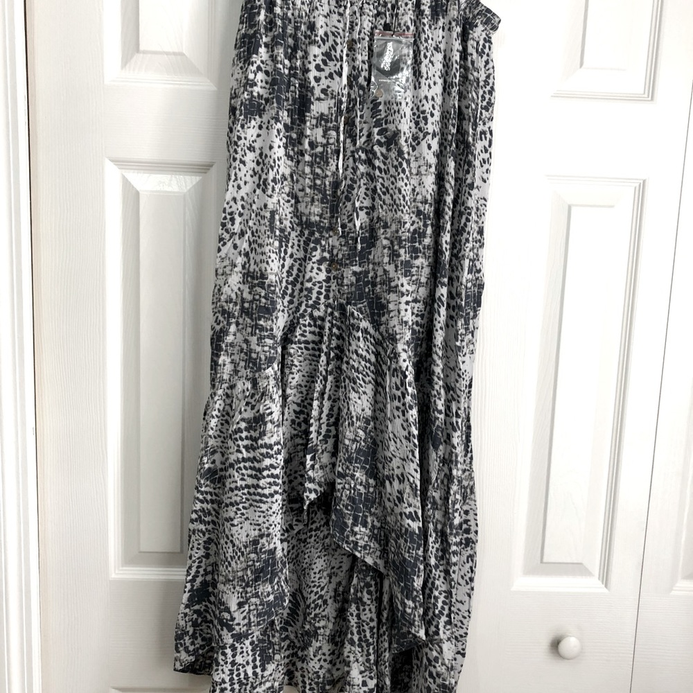 High Waisted Drawstring Hi-Lo Maxi Skirt - Express